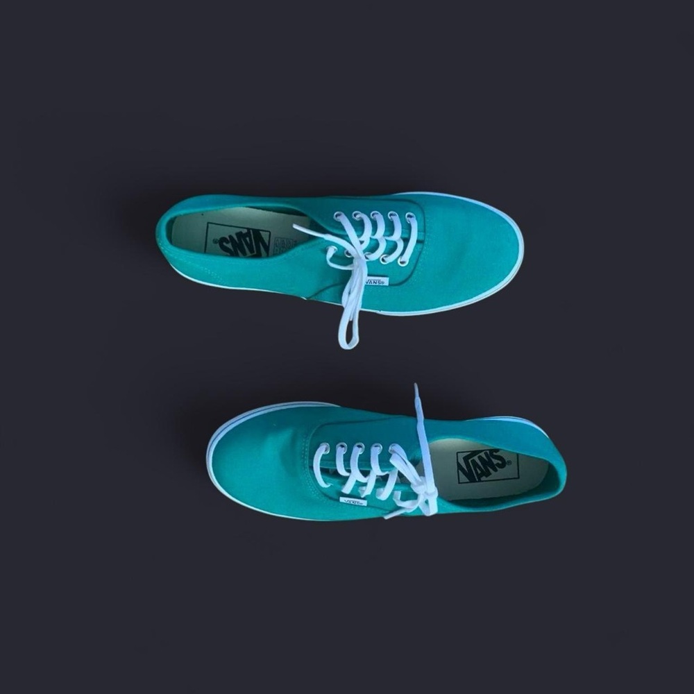 Vans Teal and White Low-Top Sneakers